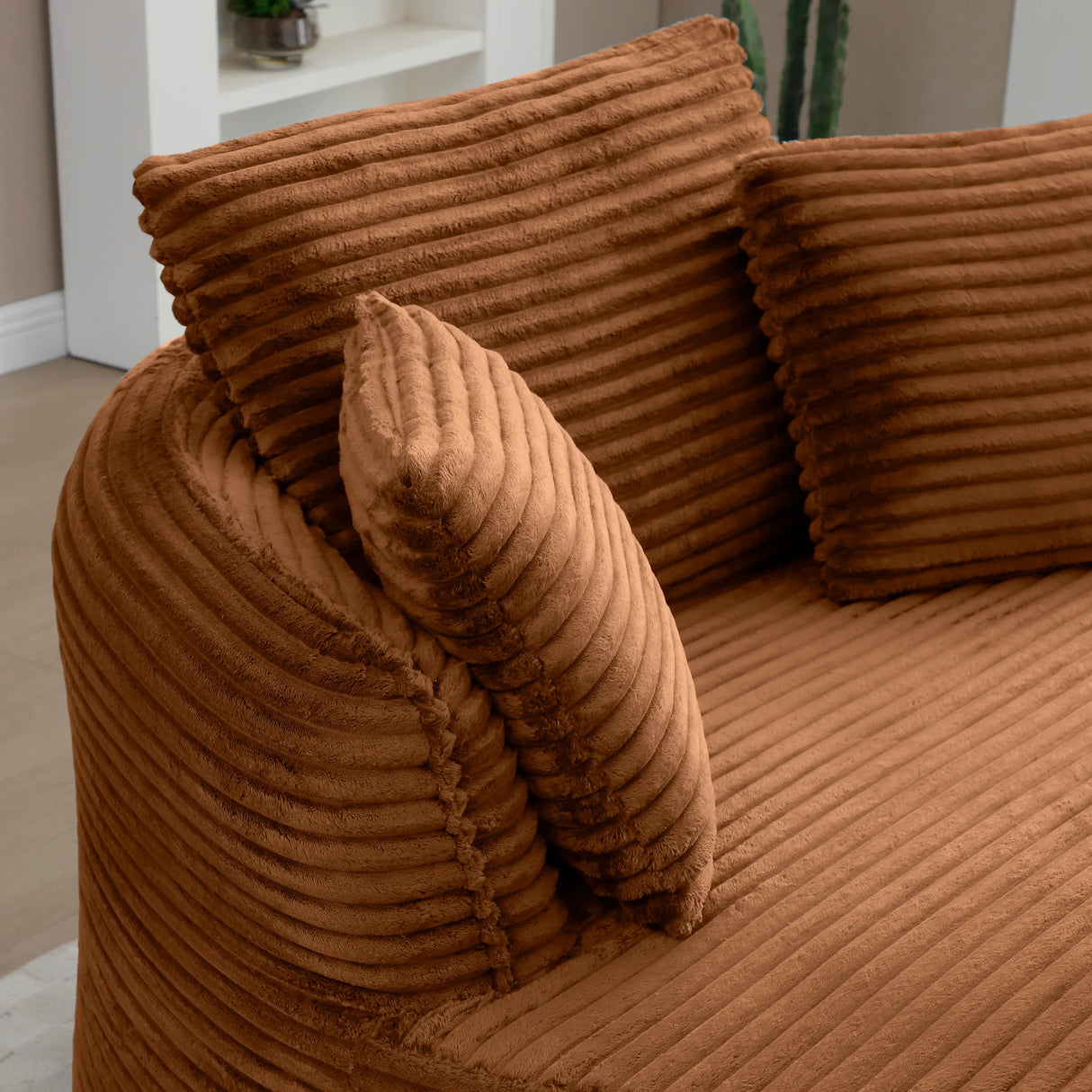 Modern Corduroy Boneless Floor Round Chair With Pillows - Omega Lifestyles