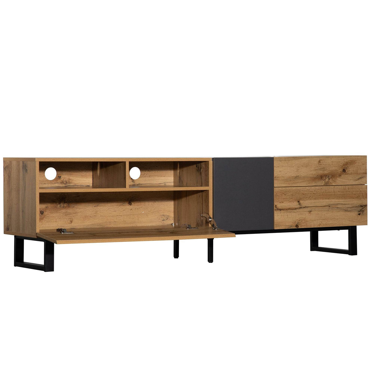 Modern Wood TV Stand With Drop Down Storage - Sleep Galleria