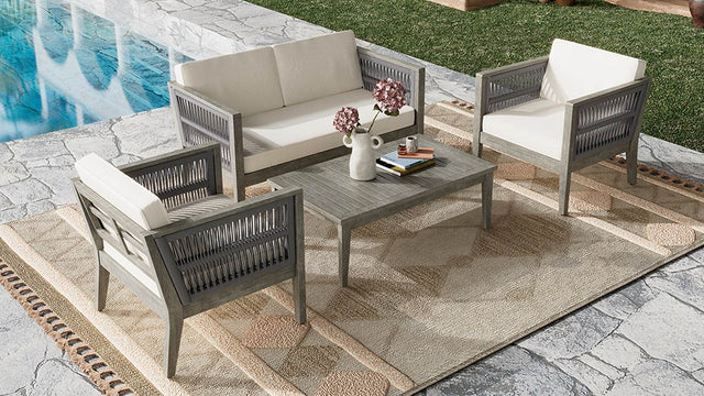 4-Piece Acacia Wood Outdoor Patio Furniture Set - Omega Lifestyles