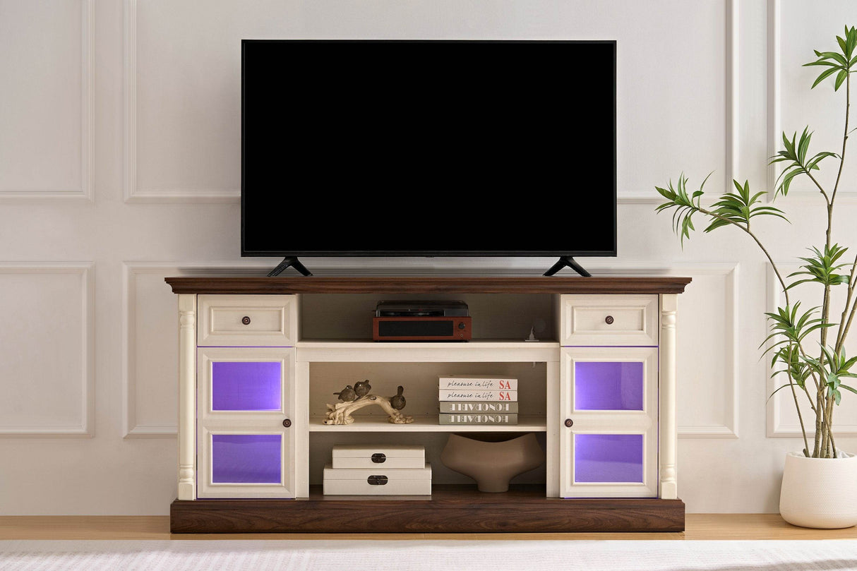 Farmhouse Fireplace TV Stand With LED Lighting - Sleep Galleria