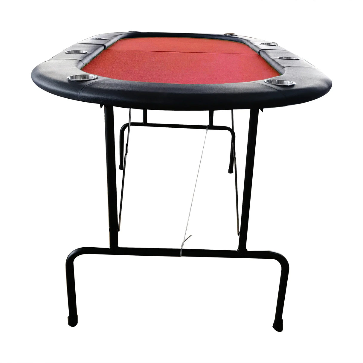 Foldable 73-Inch Red Wood Poker Table With Cup Holders - Omega Lifestyles