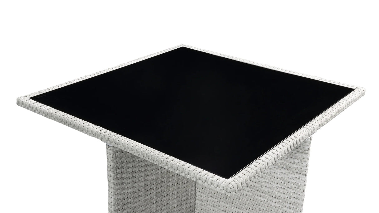 9-Piece Blue Fabric Wicker Outdoor Bistro Dining Set - Omega Lifestyles