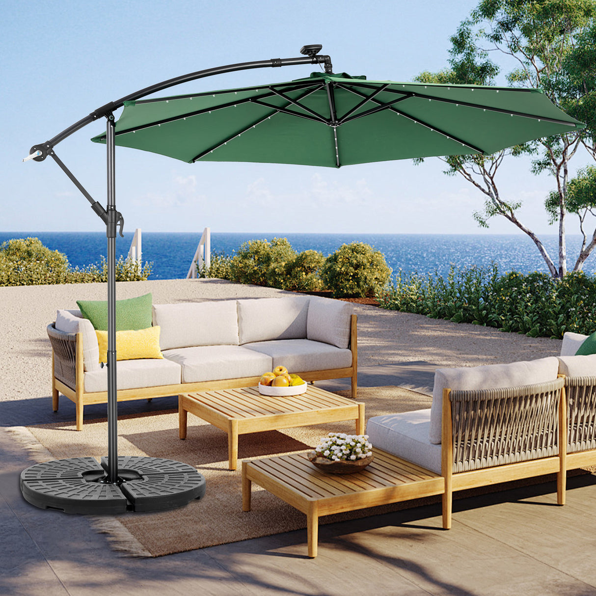 10-Foot Solar LED Adjustable Outdoor Patio Umbrella