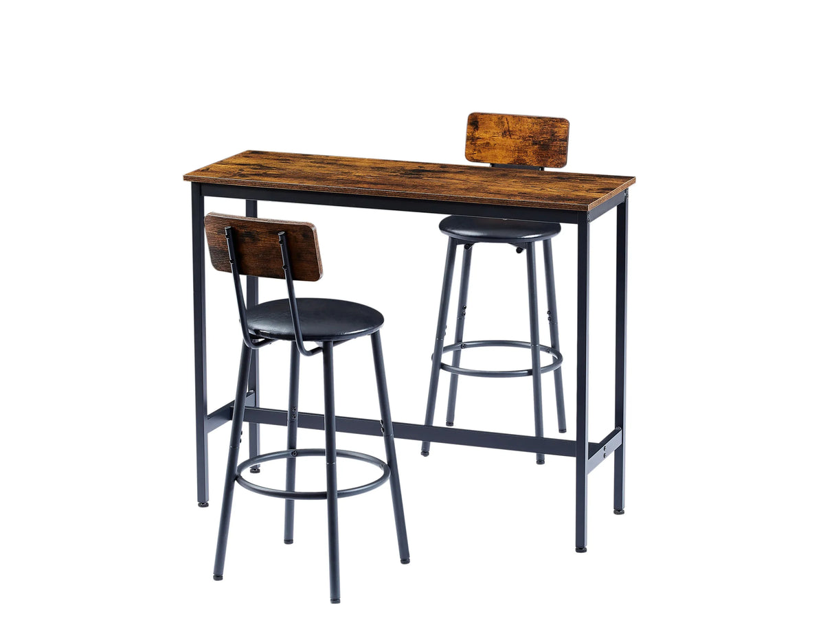 Rustic Brown Particleboard Bar Table Set With Stools - Omega Lifestyles
