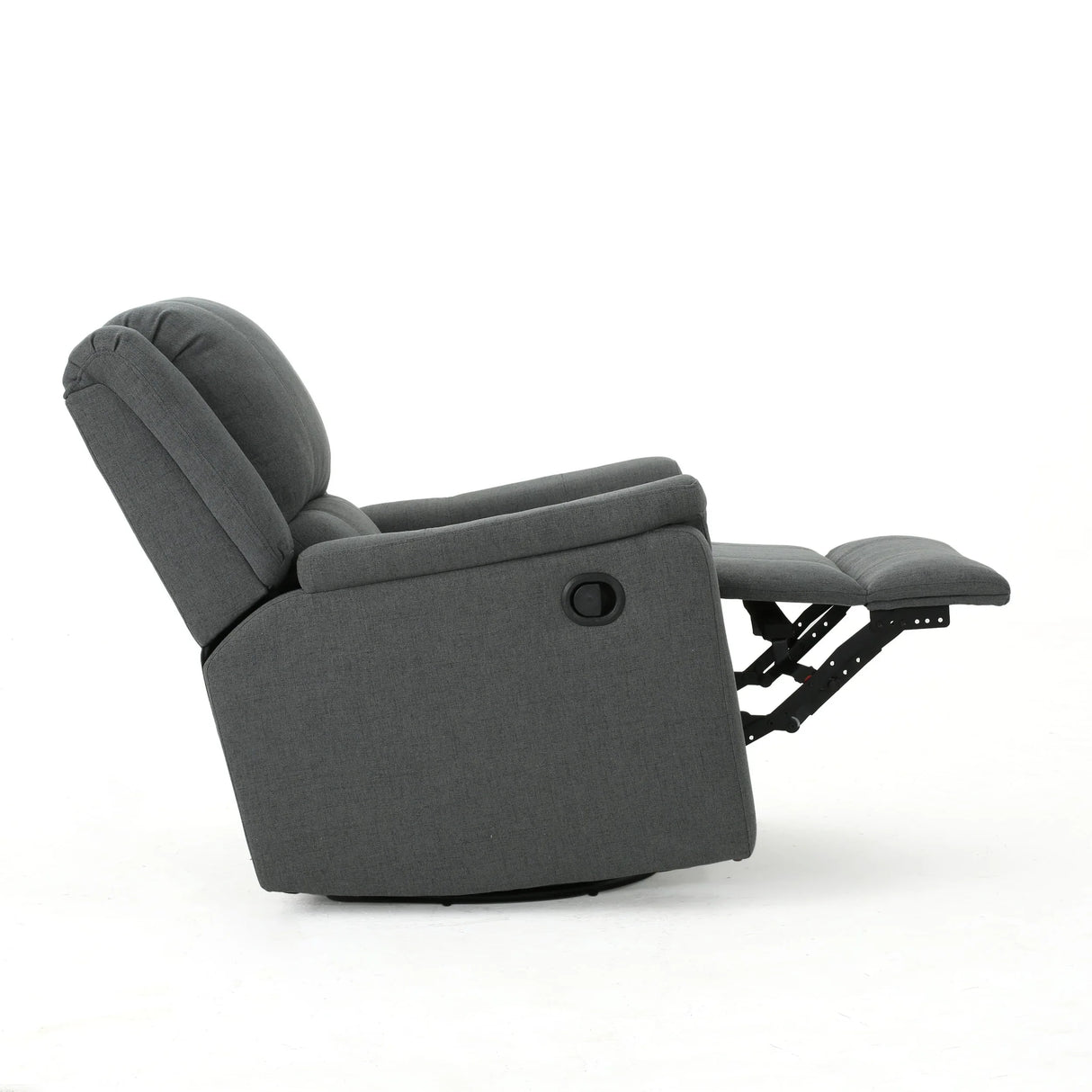 Charcoal Fabric Glider Recliner With Swivel And Manual Recline - Omega Lifestyles