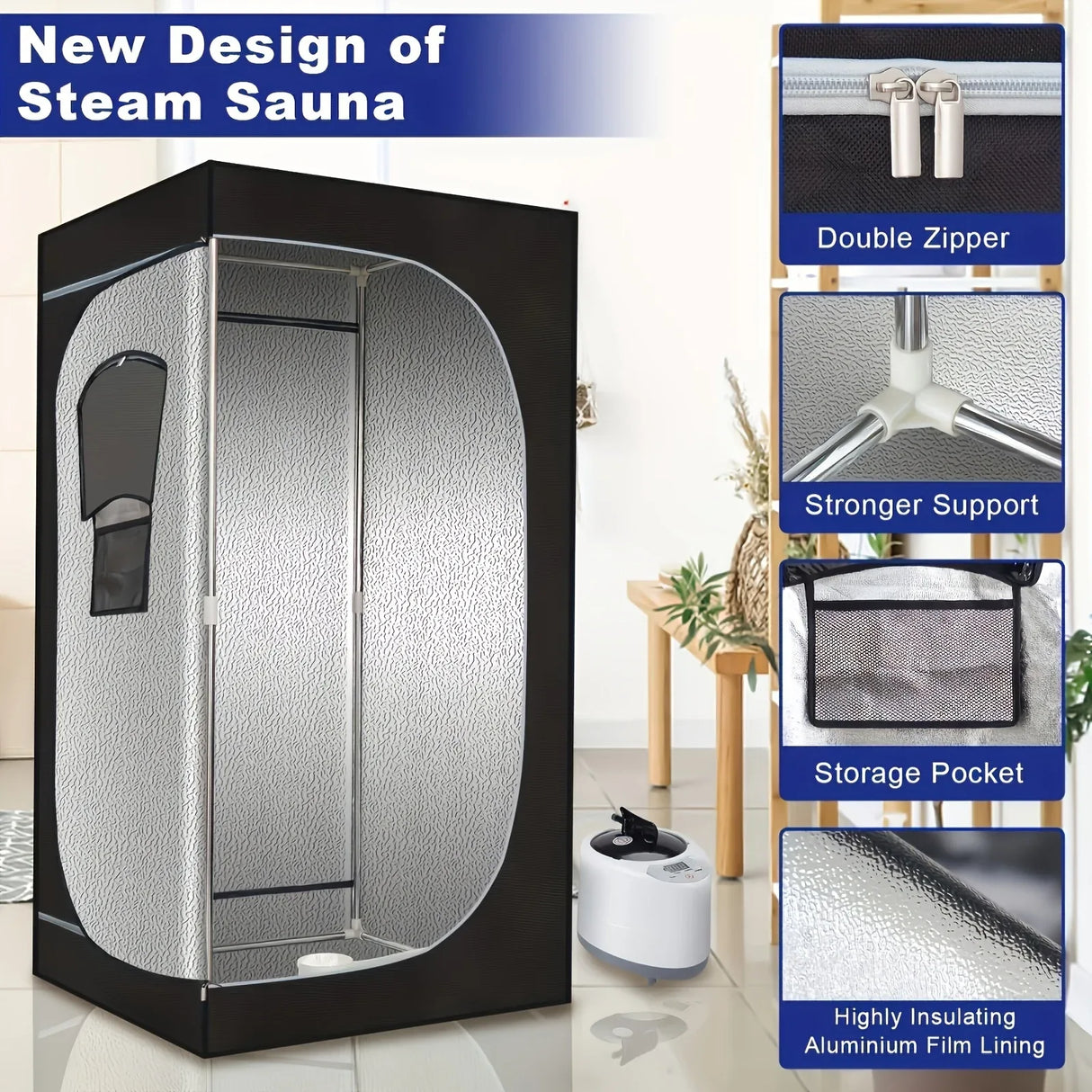 Portable Steam Sauna Tent With Folding Chair Remote Control - Omega Lifestyles