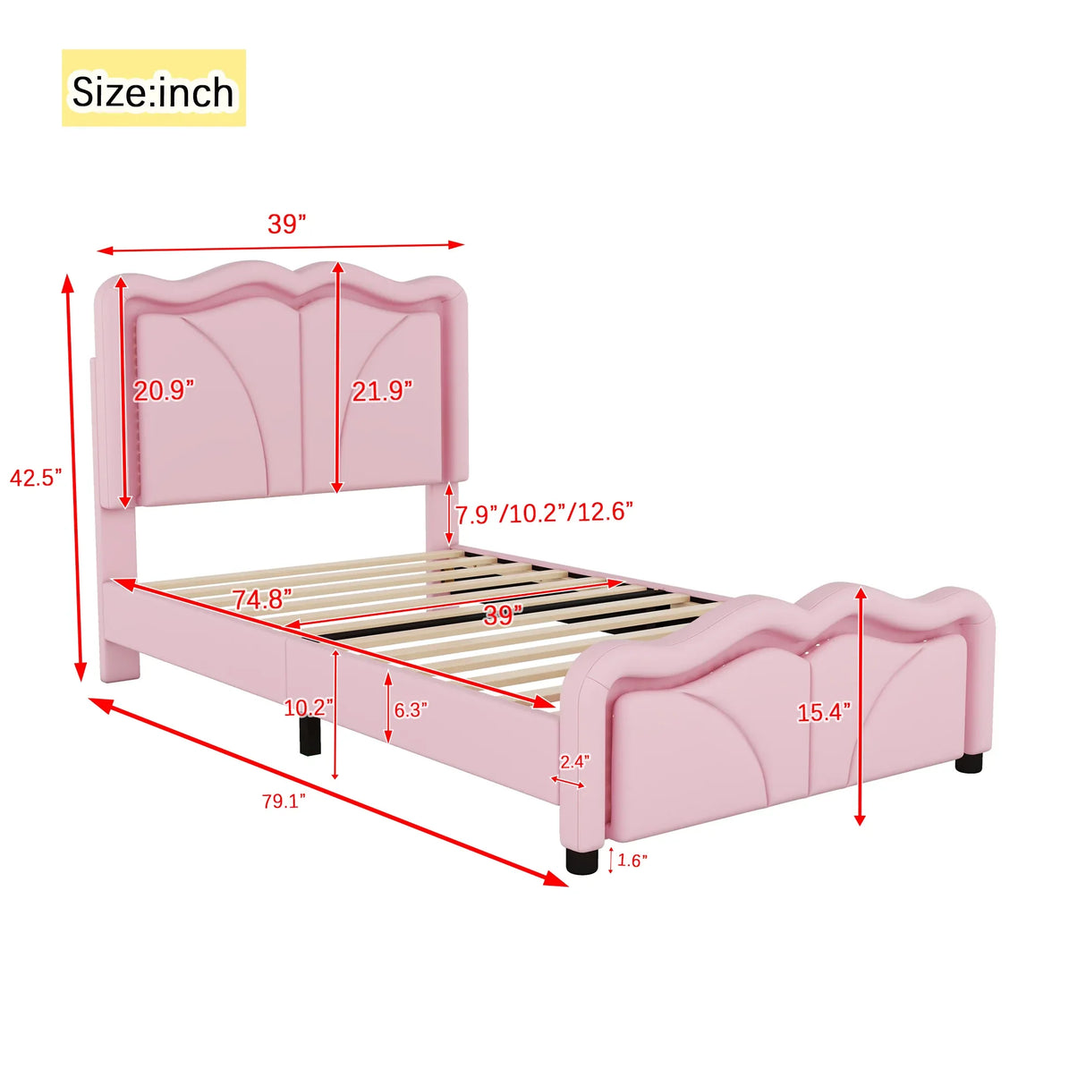Twin Upholstered Platform Bed With Adjustable Headboard and LED Light Strips - Omega Lifestyles