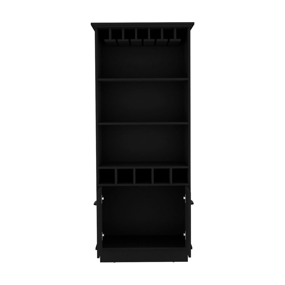 Modern Black Particle Board Kitchen Storage Bar Cabinet 70-Inch - Omega Lifestyles