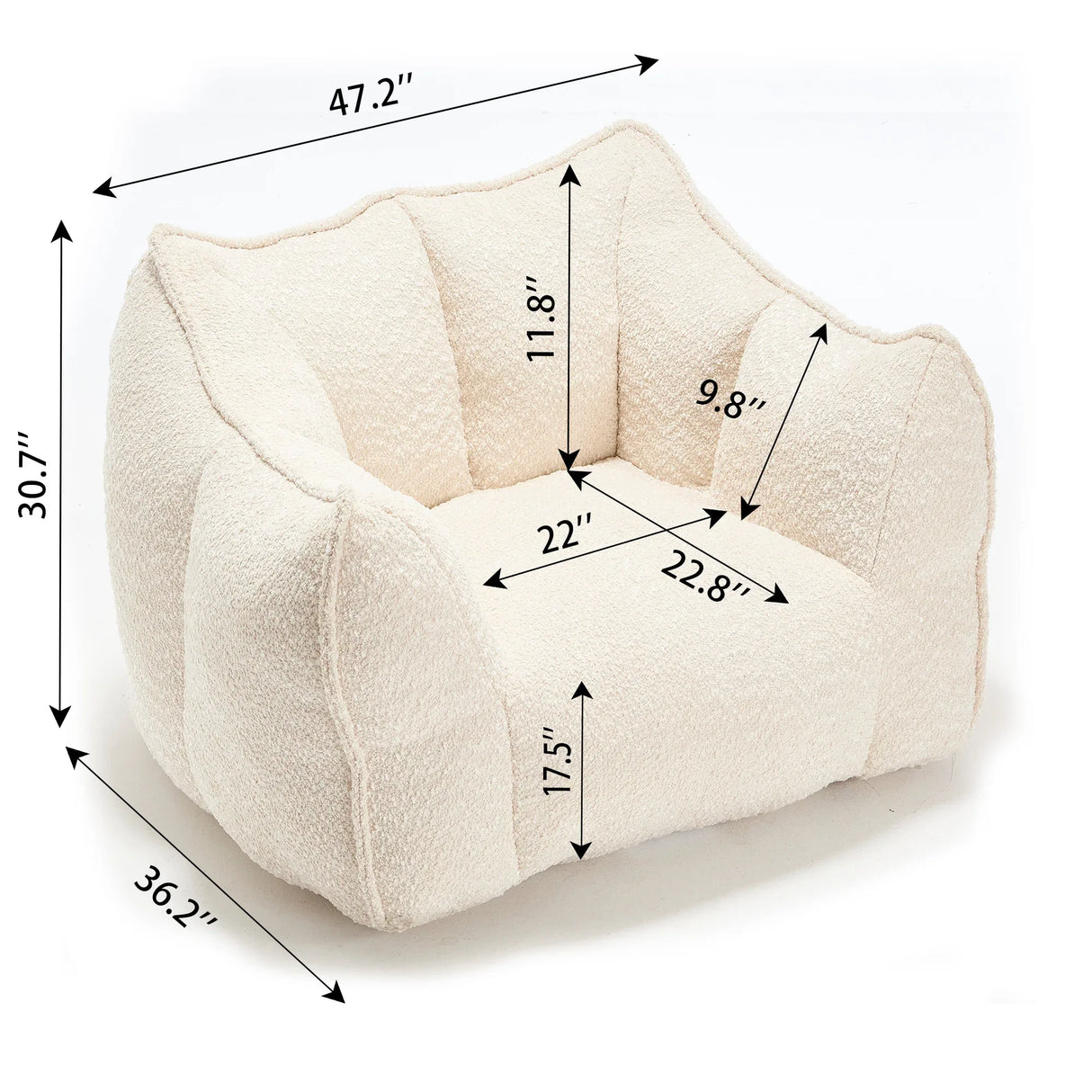 Chenille Bean Bag Chair With Resilient Foam - Omega Lifestyles
