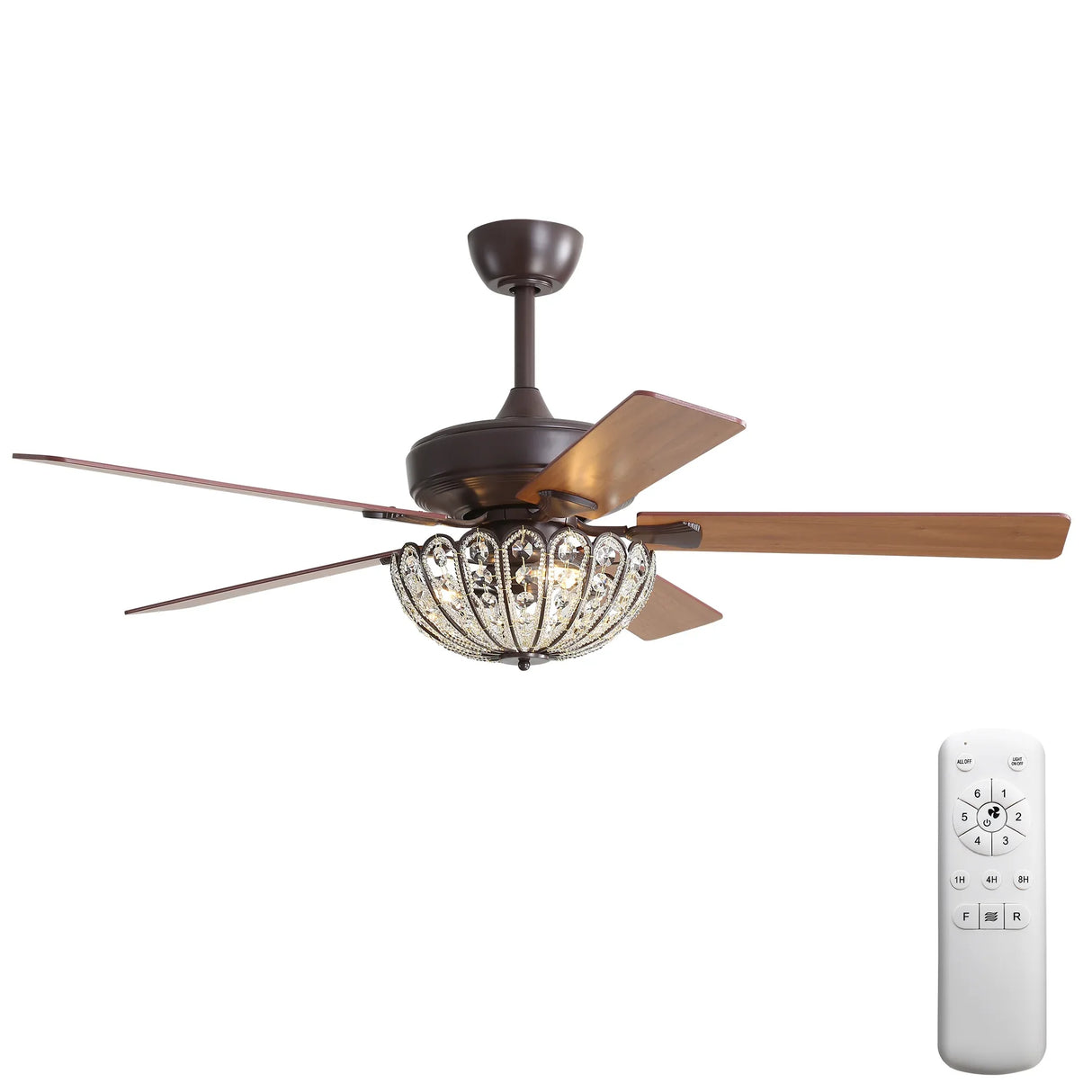 52-Inch Vintage Coffee Brown Ceiling Fan With Remote - Omega Lifestyles