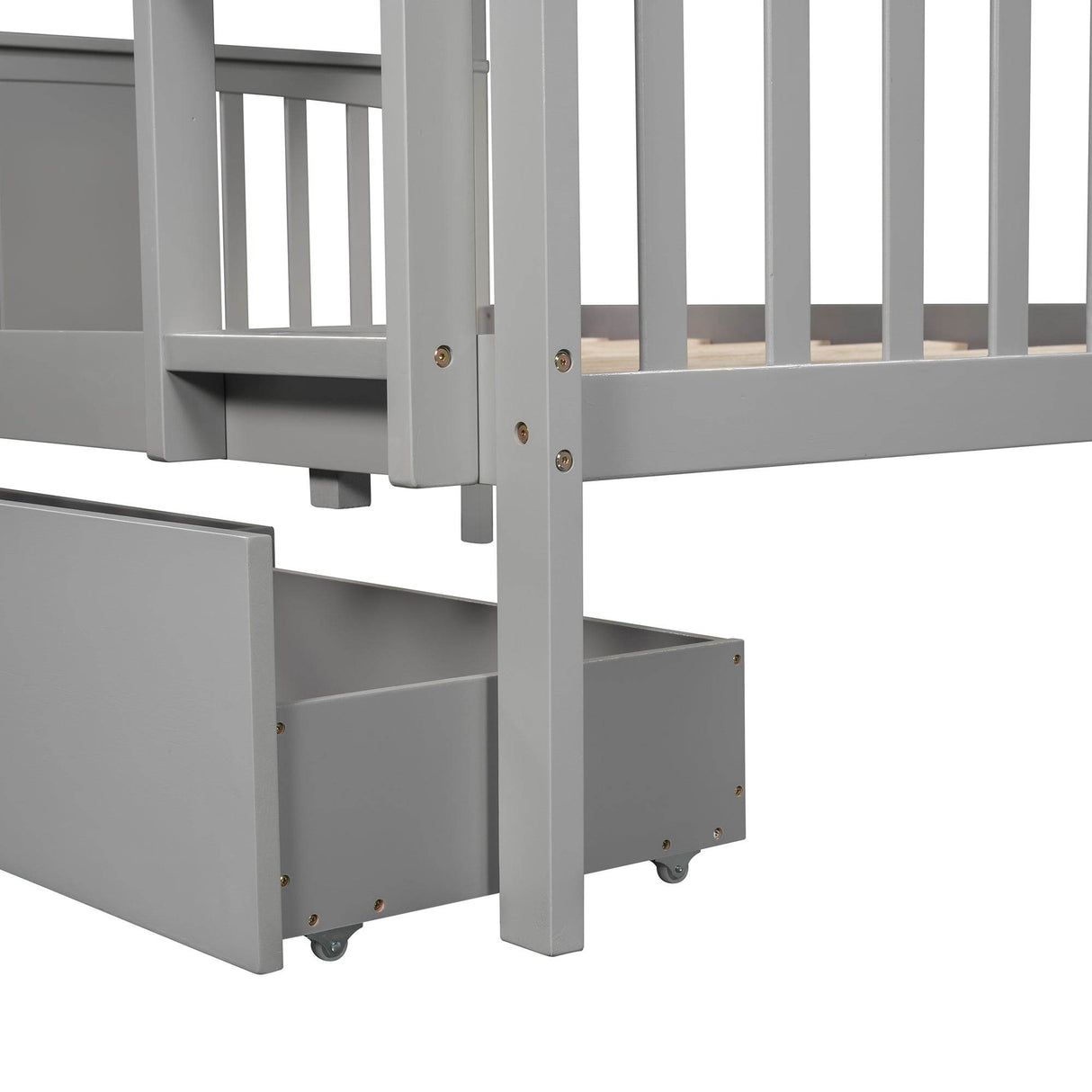 Full Over Full Solid Wood Gray Bunk Bed With Drawers - Omega Lifestyles