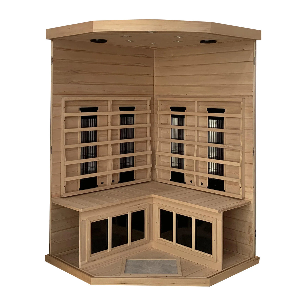 Far Infrared Solid Wood Pentagonal Indoor Sauna Room - Omega Lifestyles
