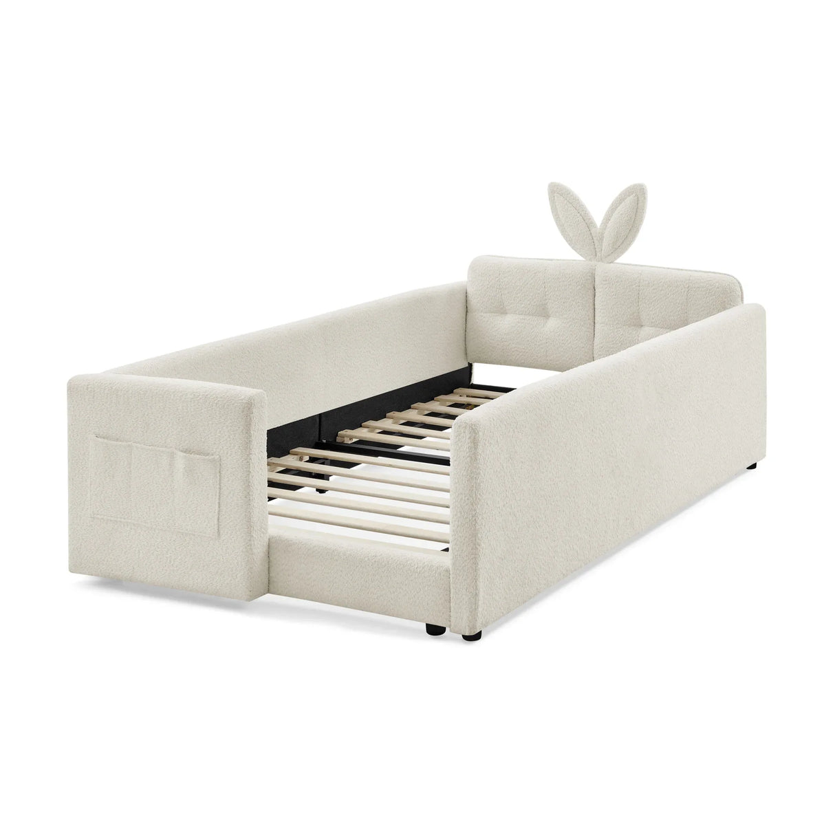 Twin Boucle Upholstered Platform Bed Frame With Storage - Omega Lifestyles