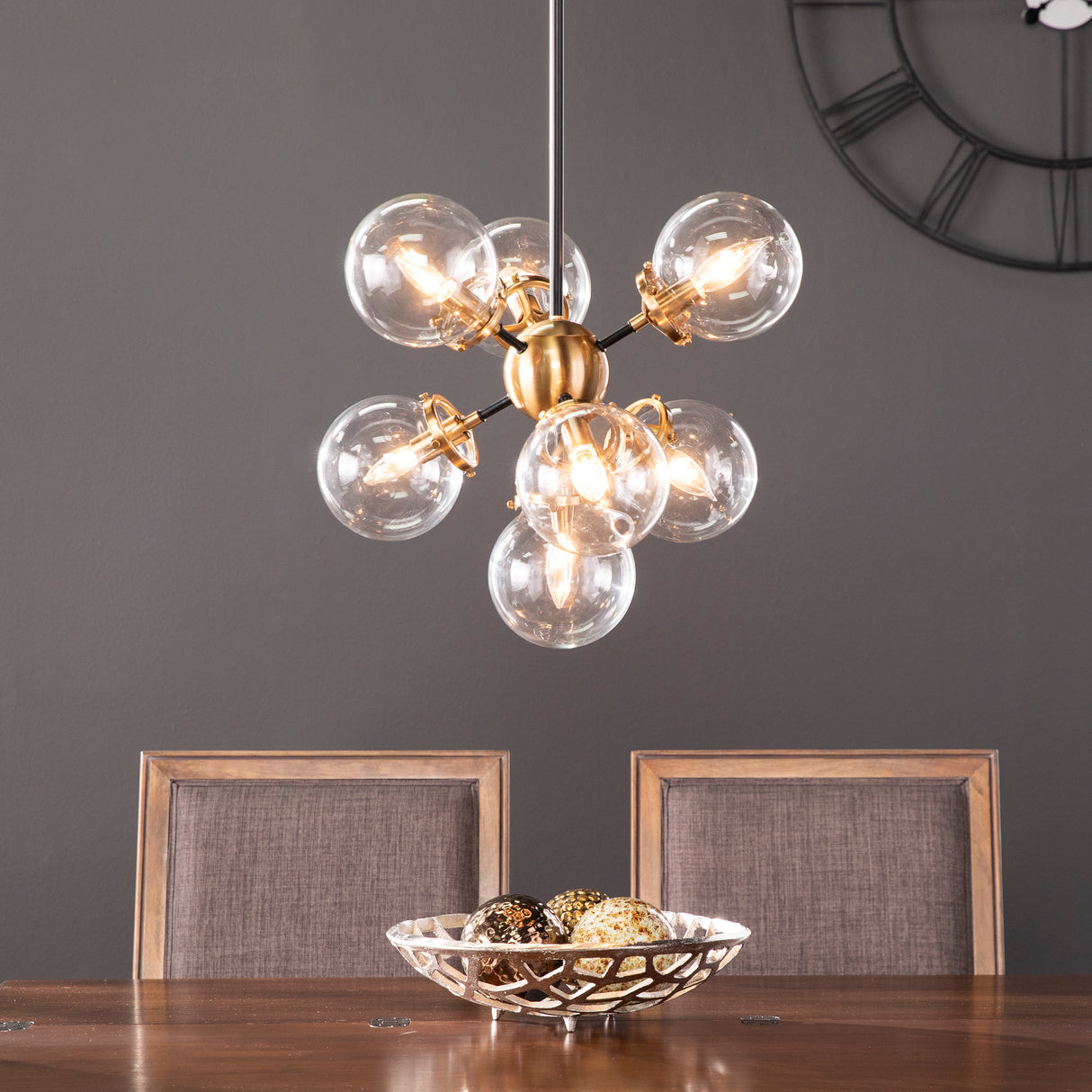 Contemporary 7-Light Black Iron Pendant Lamp