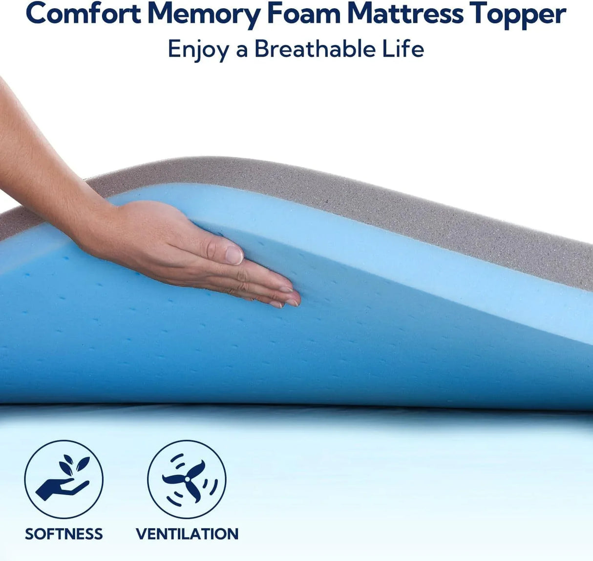Full Medium Firm 3-Inch Cooling Gel Memory Foam Topper - Omega Lifestyles