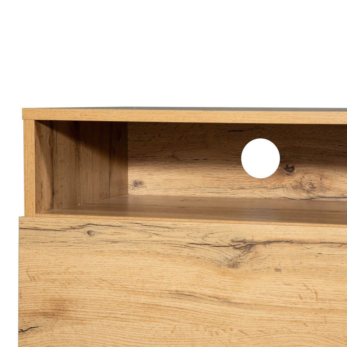 Modern Wood TV Stand With Drop Down Storage - Sleep Galleria