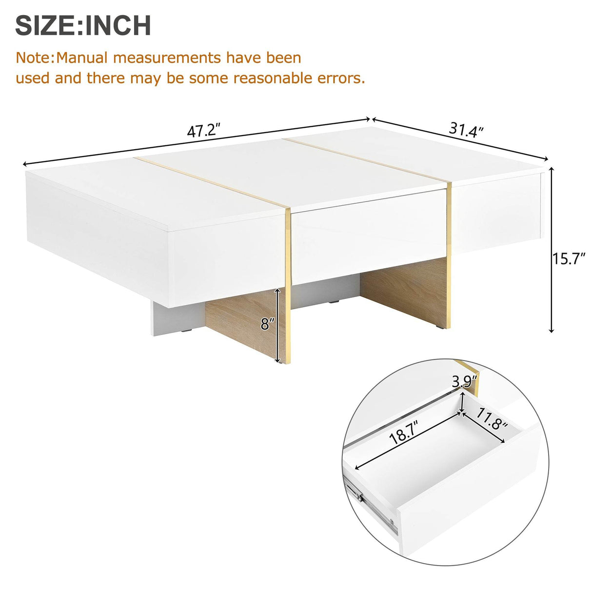 Minimalist White High Gloss Coffee Table With Drawers - Sleep Galleria