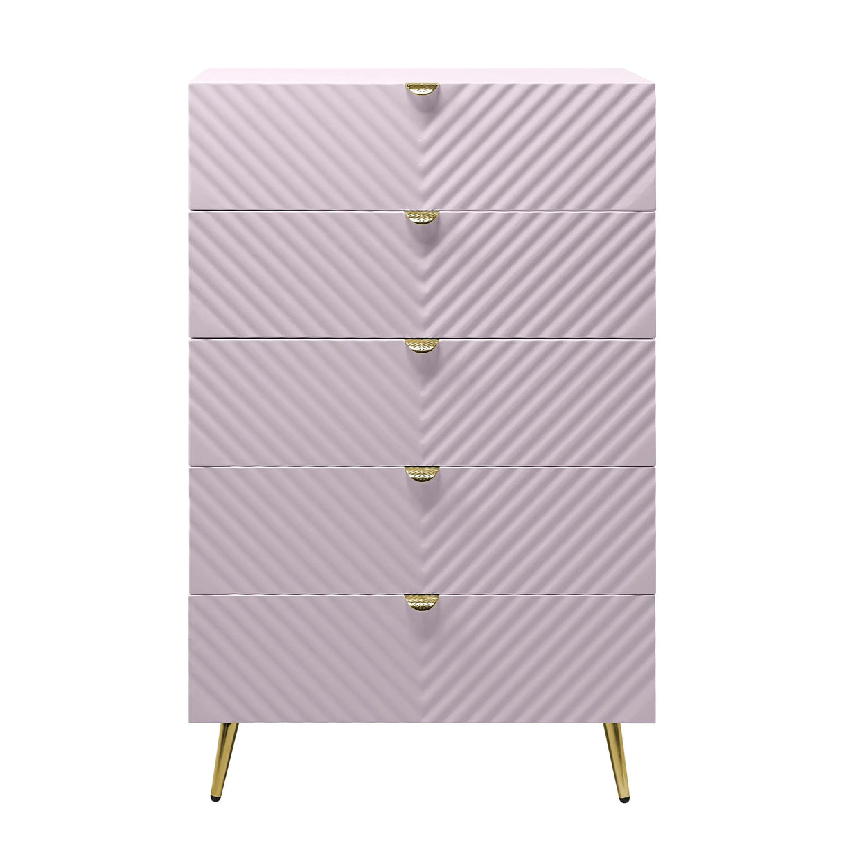 Pink High Gloss Wave Pattern 5-Drawer Chest - Omega Lifestyles