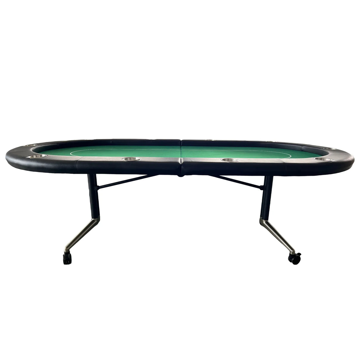 Foldable Rolling Premium 10-Player Green Poker Table - Omega Lifestyles
