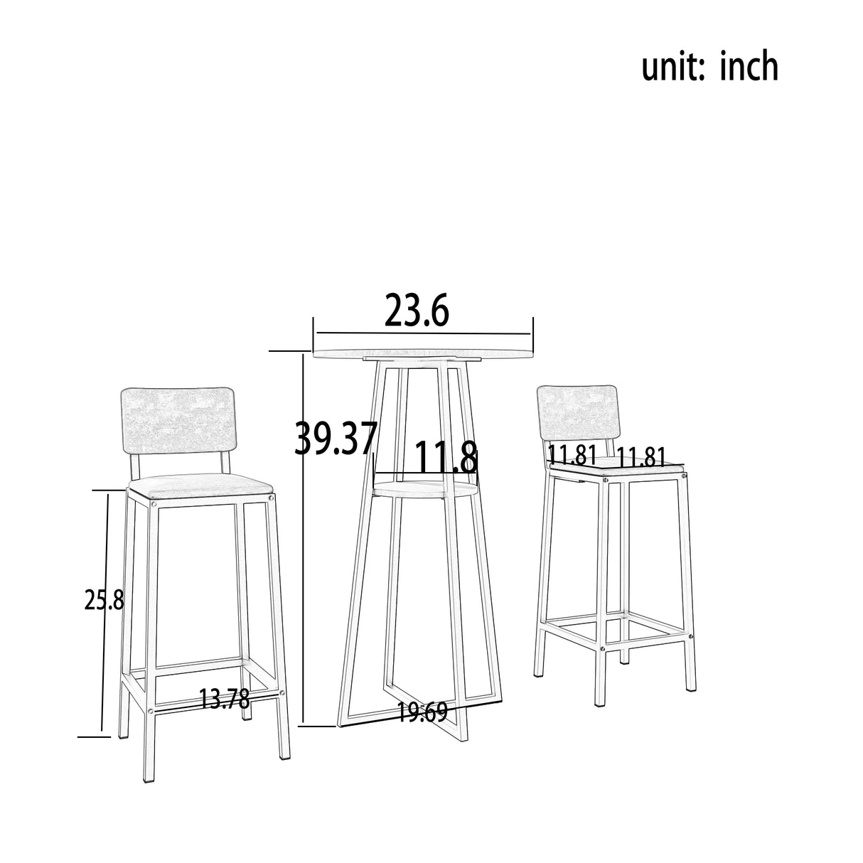 Three Piece Bar Table And Chairs Set With Storage - Omega Lifestyles