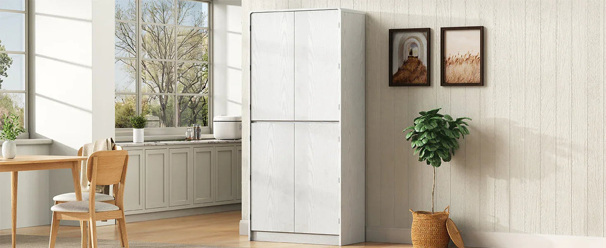 Modern Curved Design Kitchen Pantry Cabinet With Drawer - Omega Lifestyles