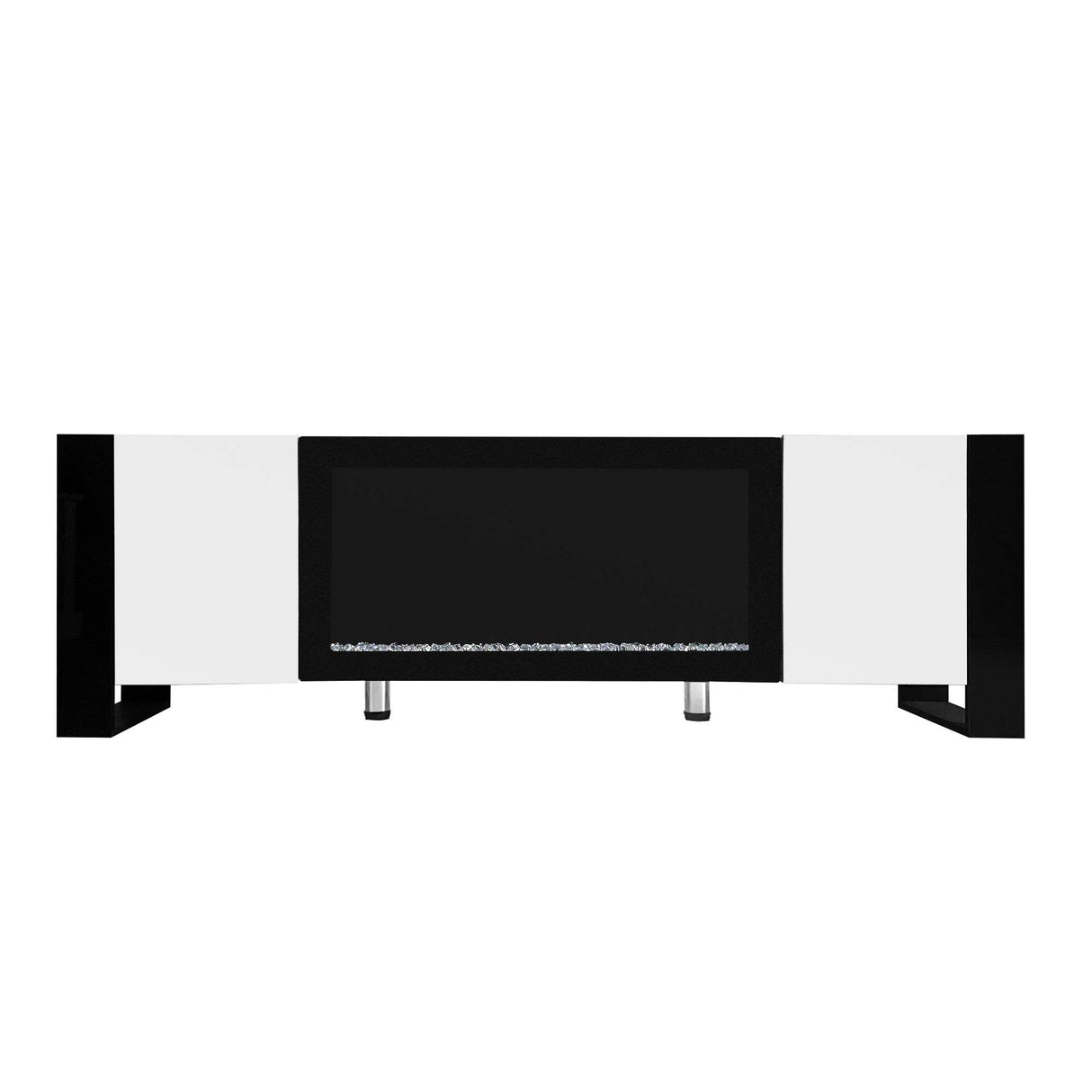 Modern White TV Stand With 34-Inch Electronic Fireplace - Sleep Galleria