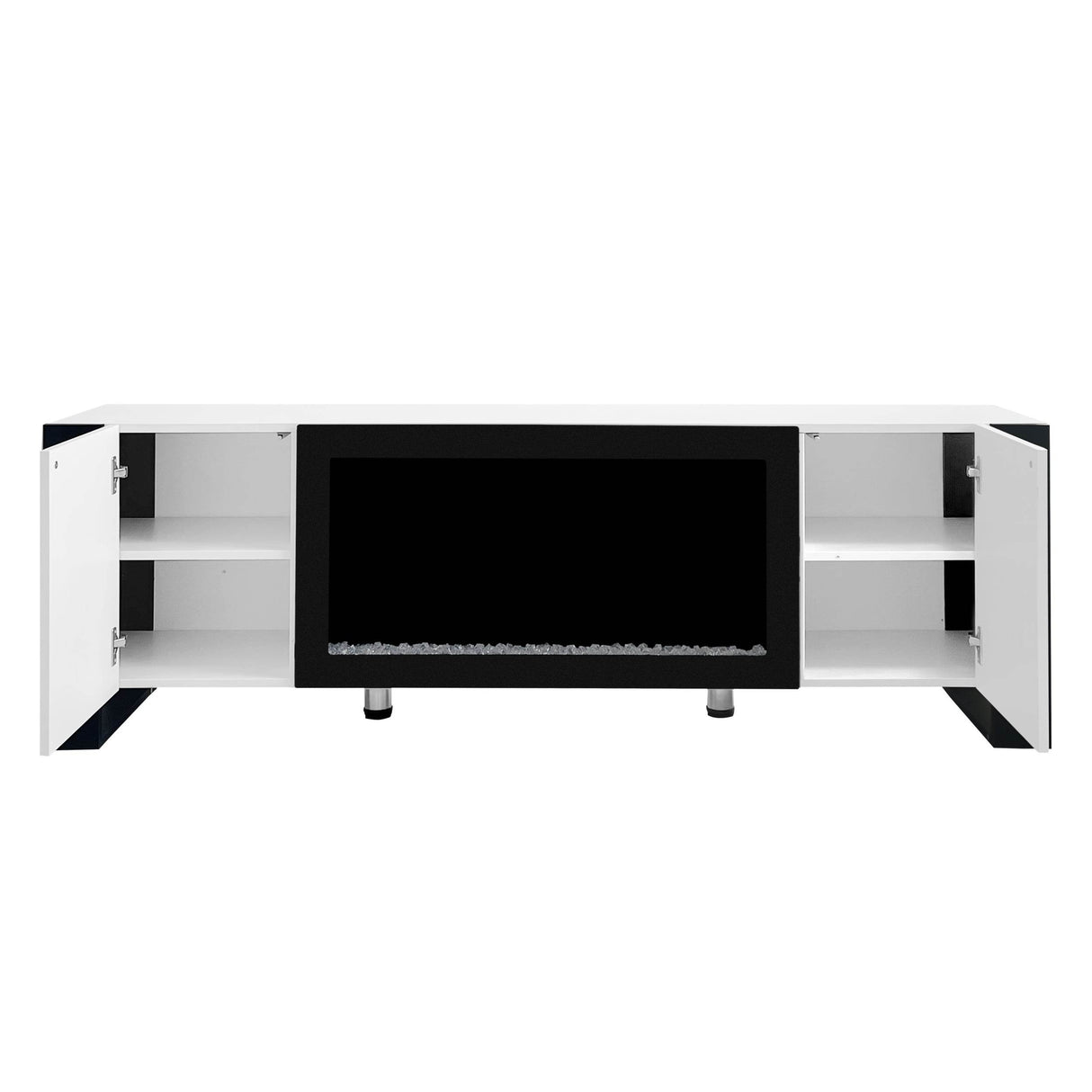 Modern White TV Stand With 34-Inch Electronic Fireplace - Sleep Galleria