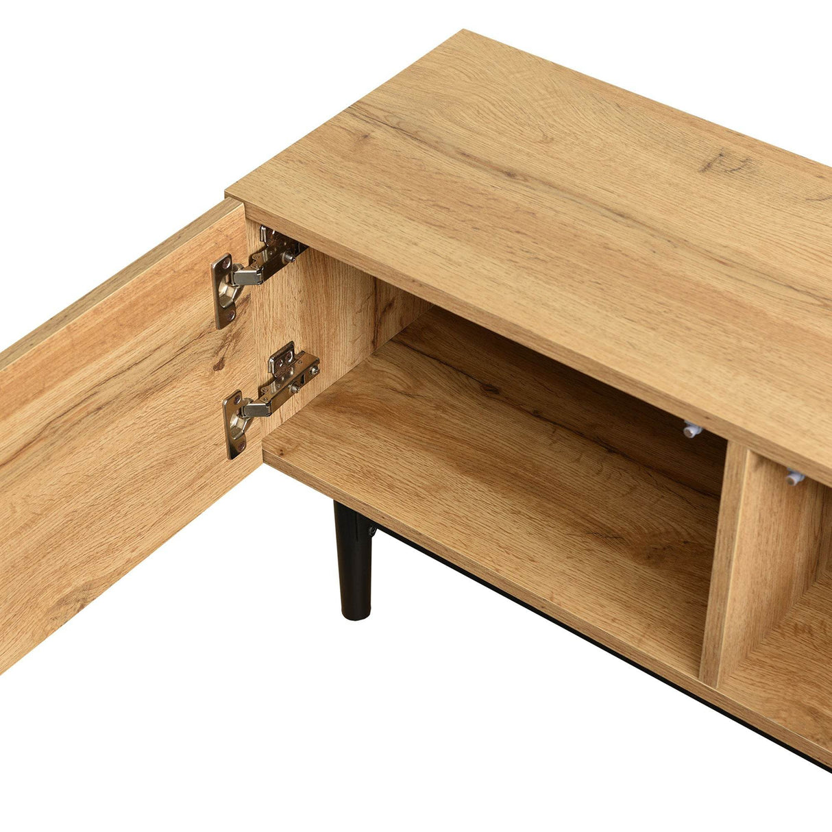 Modern LED Wood Tone TV Stand With Storage - Sleep Galleria