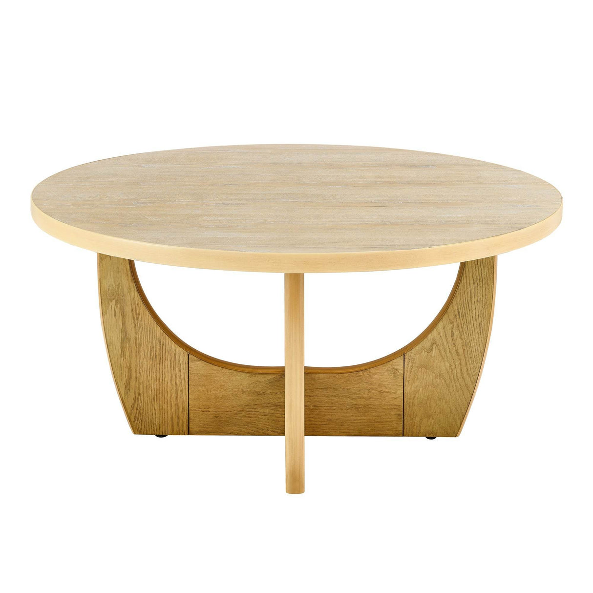 Mid Century Modern 36-Inch Round Oak Coffee Table - Sleep Galleria