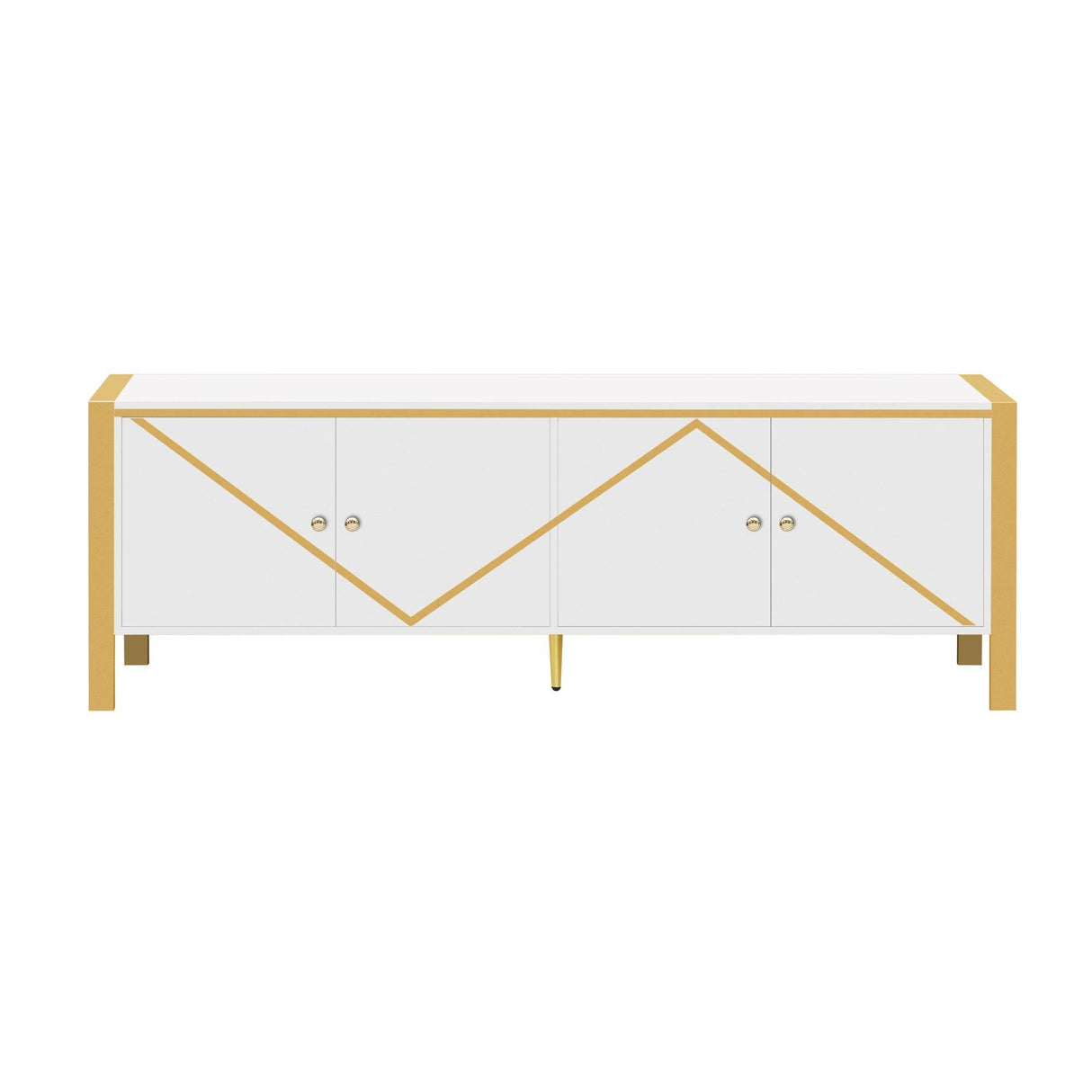 Modern Minimalist White MDF Metal TV Stand With Storage - Sleep Galleria