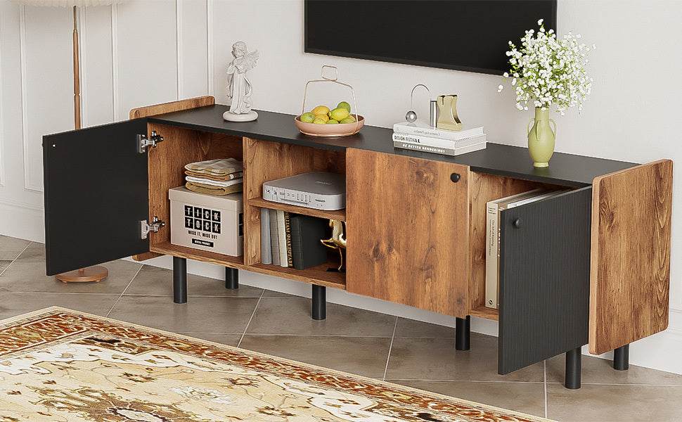 Mid Century Modern TV Stand With Storage Cabinets - Sleep Galleria