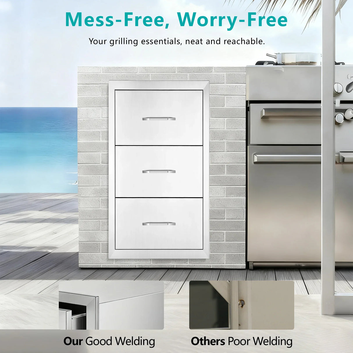 Stainless Steel Kitchen Cabinet With Paper Towel Holder - Omega Lifestyles