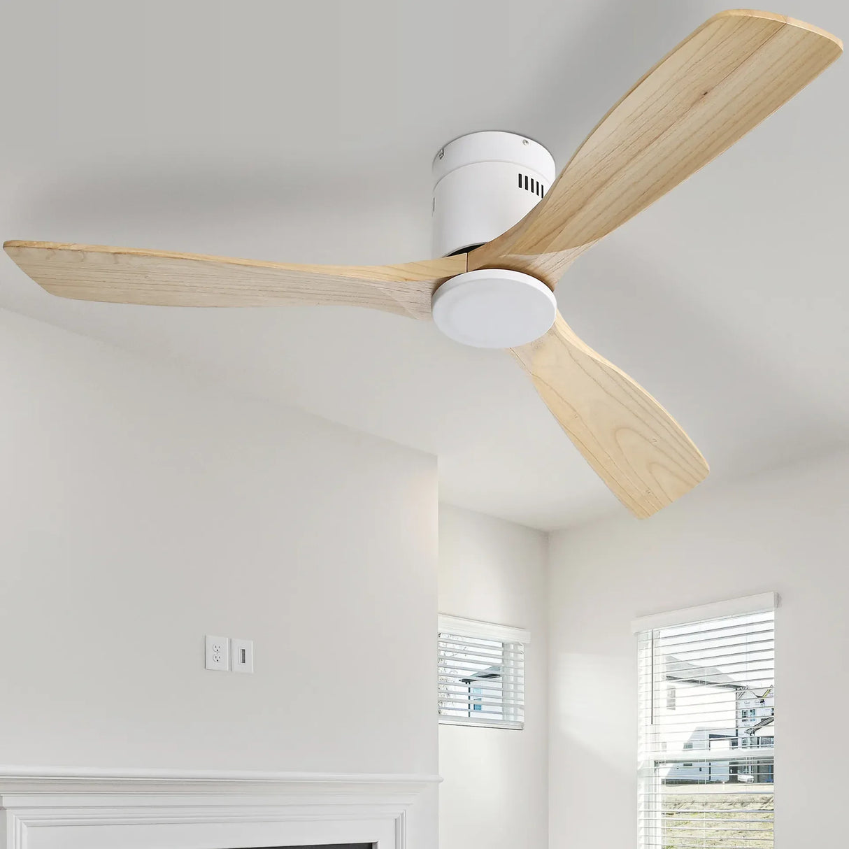 52-Inch Remote-Controlled Reversible DC Motor Wooden Ceiling Fan - Omega Lifestyles
