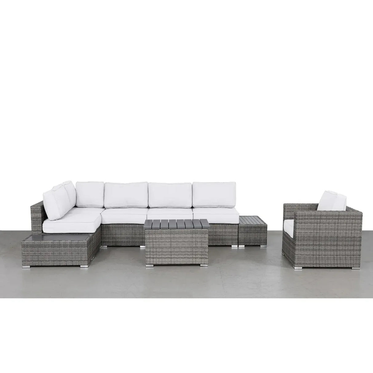 Modern Weather-Resistant 9-Piece Wicker Outdoor Seating Set - Omega Lifestyles