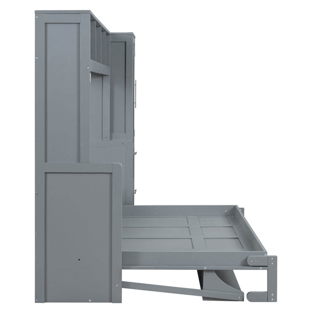 Full Murphy Bed With Closet Drawers Storage Gray Full - Omega Lifestyles