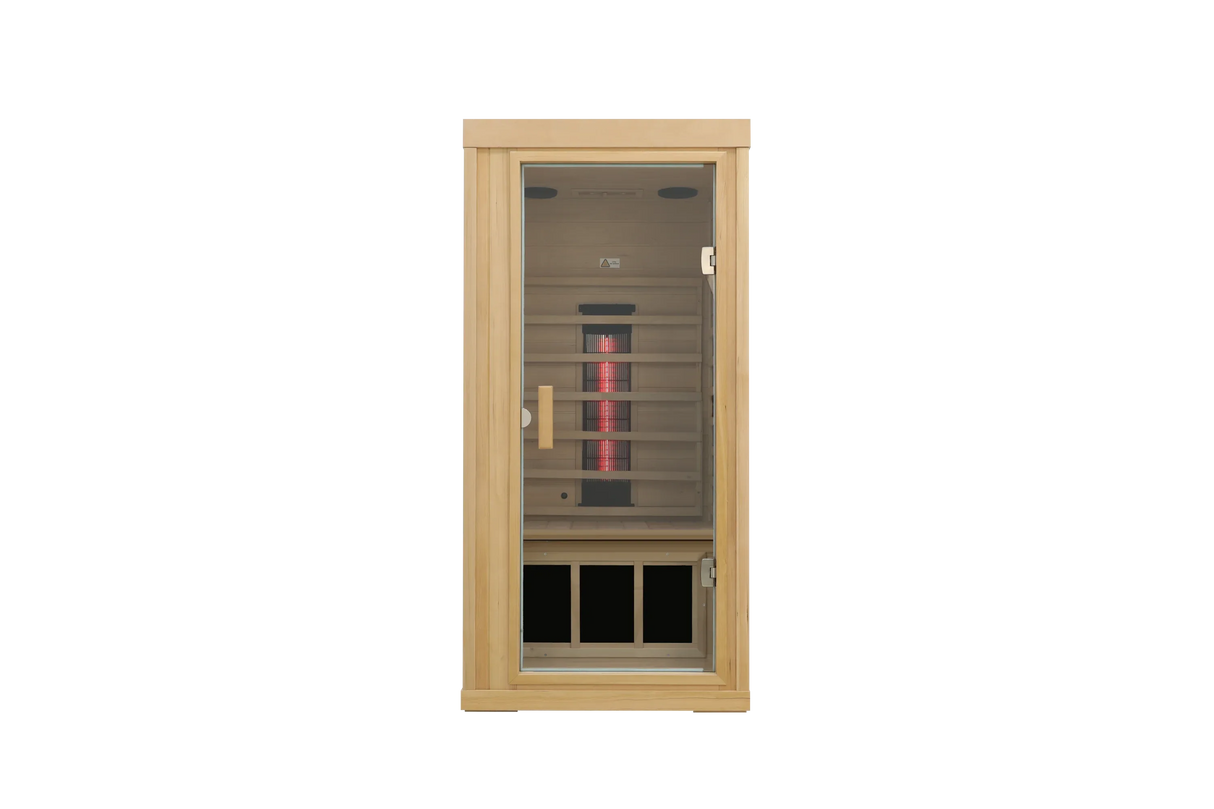 Single Mini Hemlock Wood Low EMF Far Infrared Sauna - Omega Lifestyles