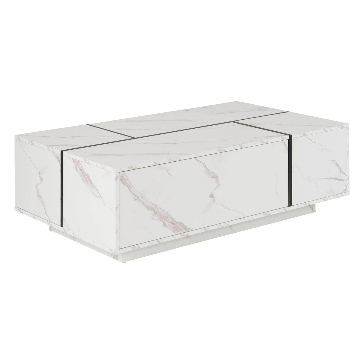 Modern White MDF Sliding Top Coffee Table With Storage - Sleep Galleria