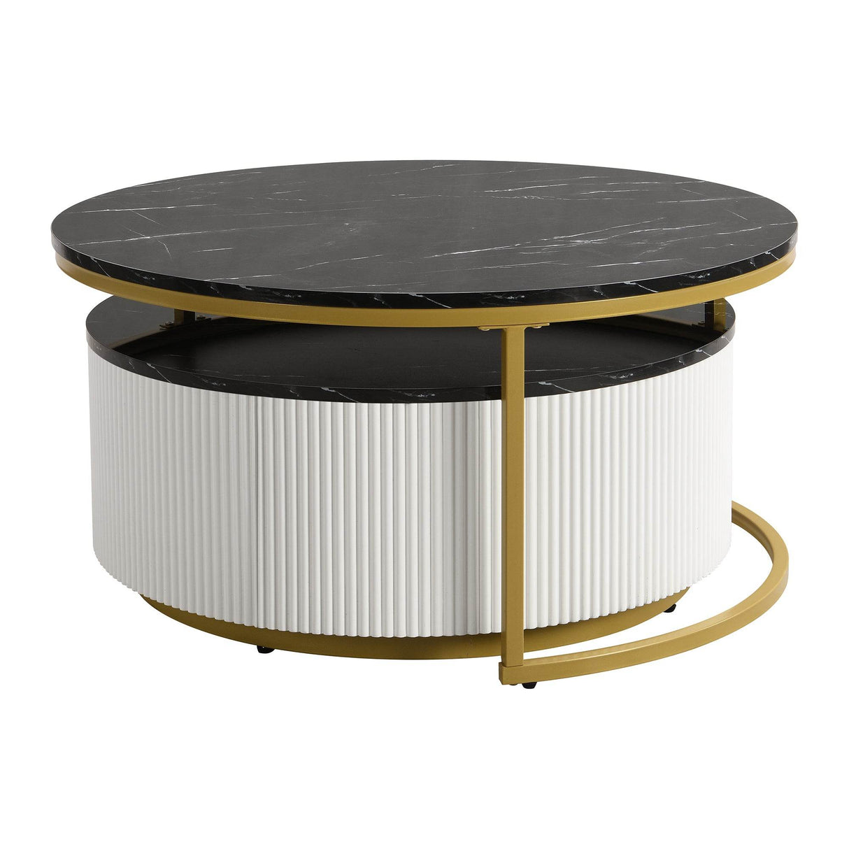 Modern Round Nesting Coffee Table With Drawer - Sleep Galleria
