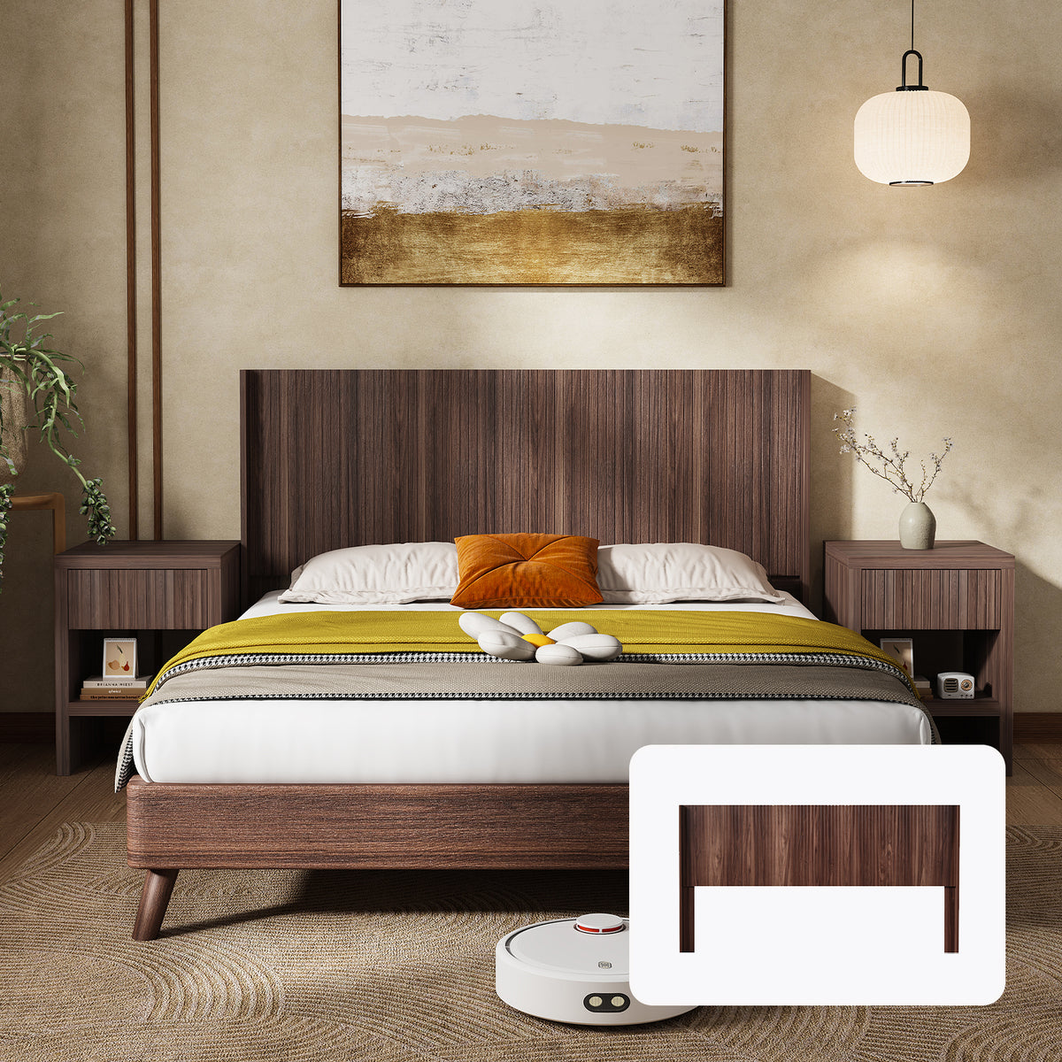 Queen Solid Wood 64-Inch Modern Farmhouse Headboard