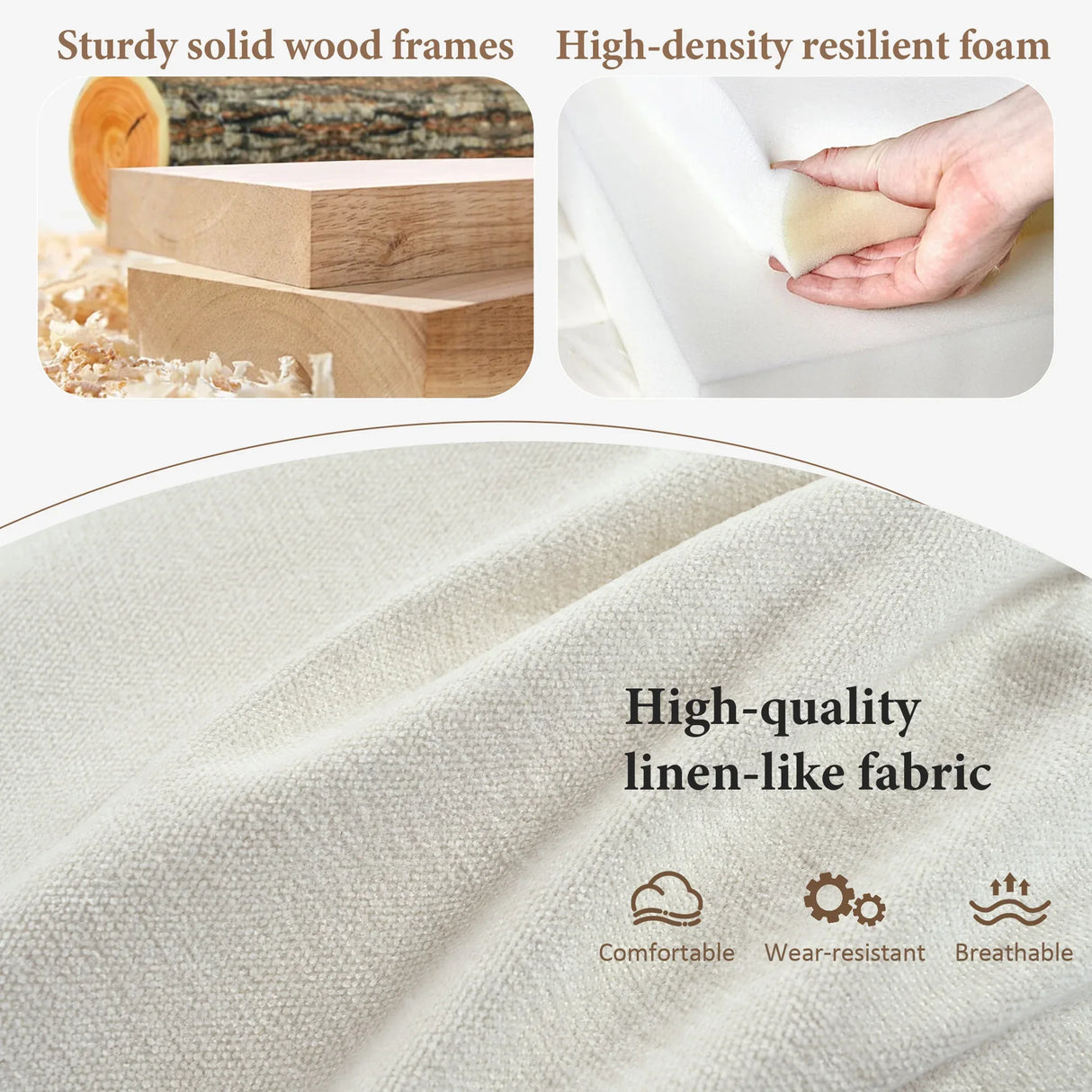 U-Shaped Modular 6-Seat Linen Blend Sofa With Ottomans - Omega Lifestyles