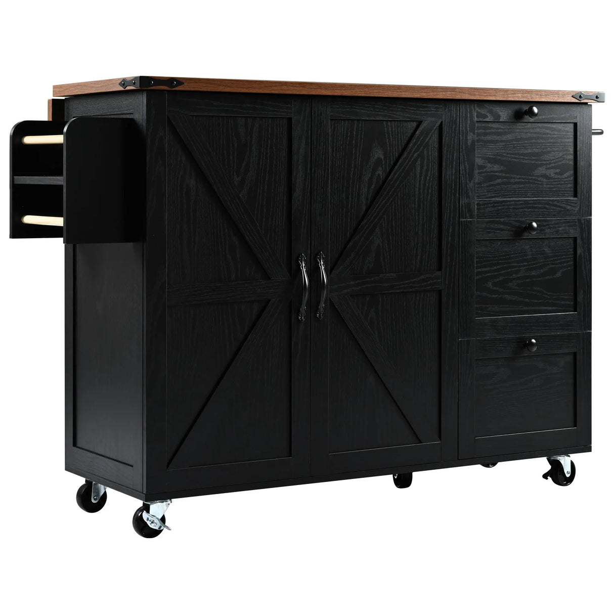 Farmhouse Kitchen Island Cart With Power Outlet - Omega Lifestyles