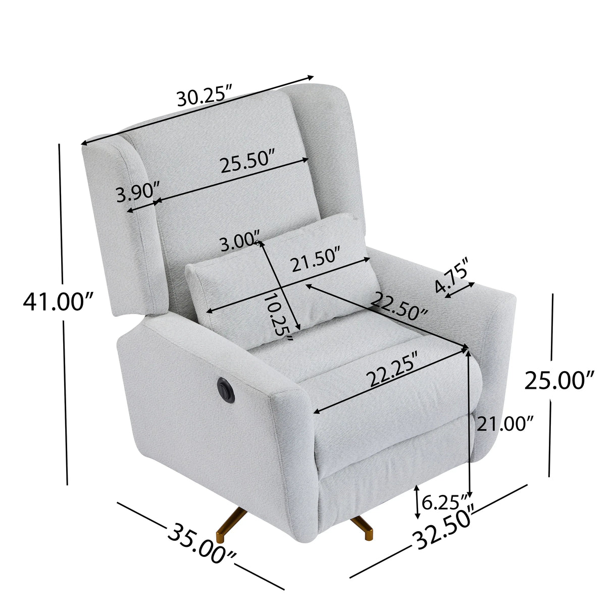 Power Upholstered 360-Degree Swivel Recliner Chair - Omega Lifestyles