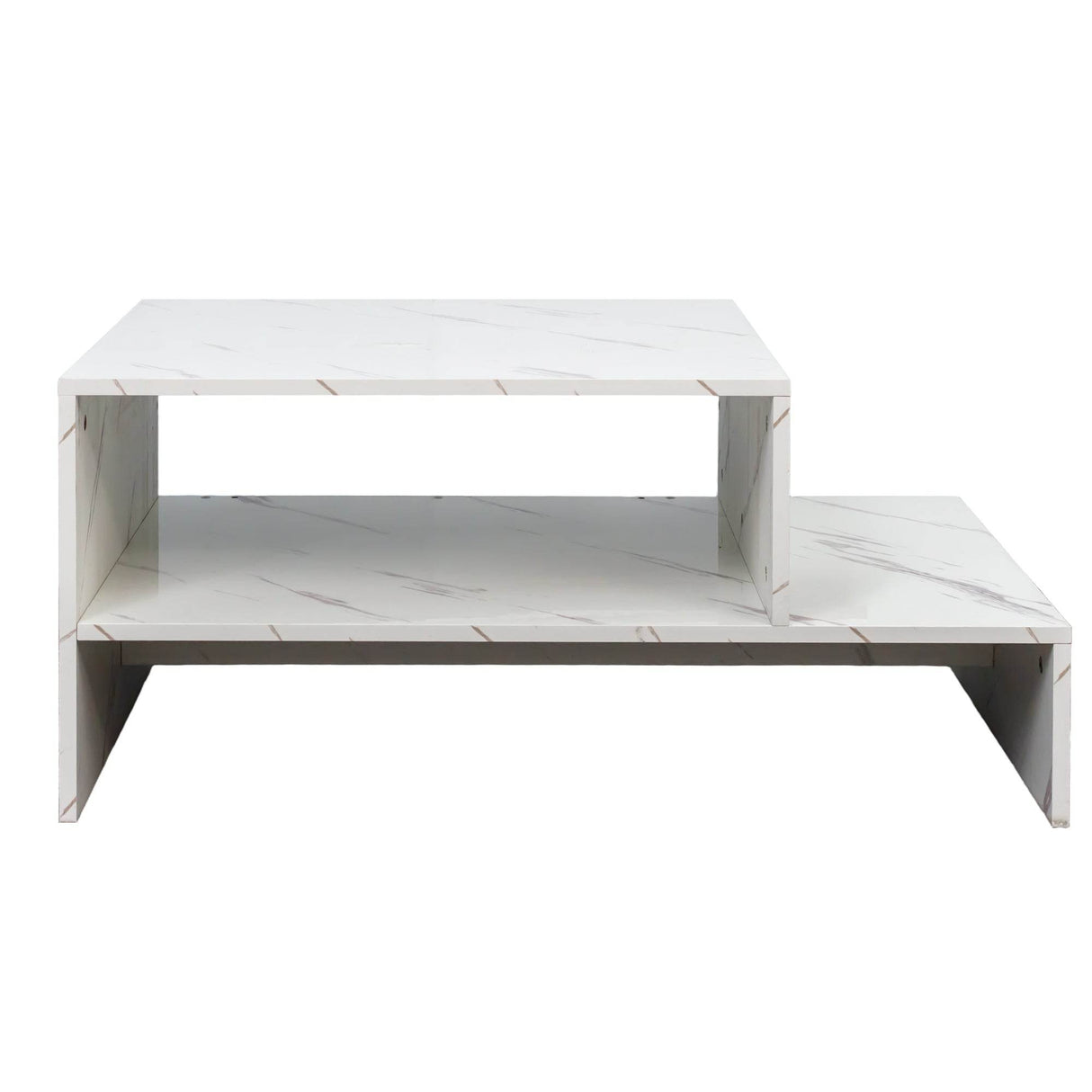 White Architectural Shape Coffee Table With Storage - Sleep Galleria