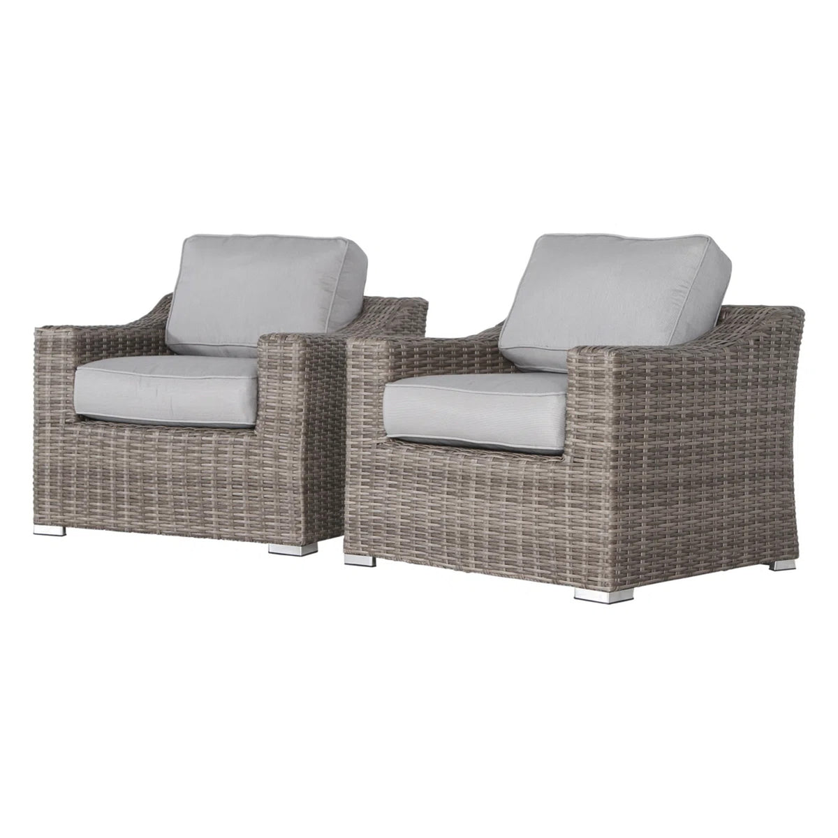 2-Piece Modern Wicker Patio Armchair Set With Cushions