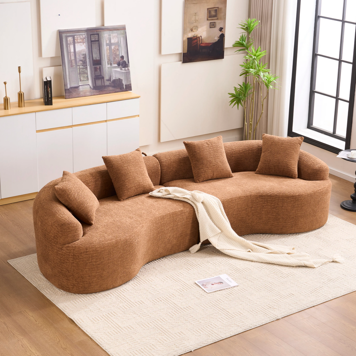 Caramel Chenille Foam Medium-Soft Modular Sofa