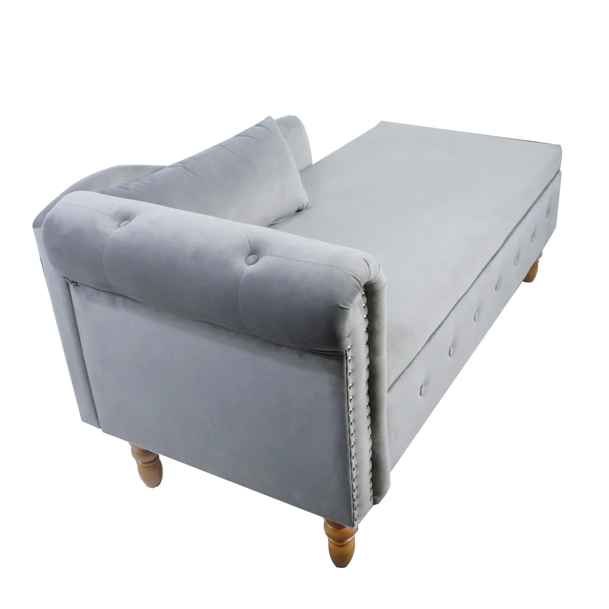 Classic Velvet Storage Chaise Lounge With Pillow - Omega Lifestyles