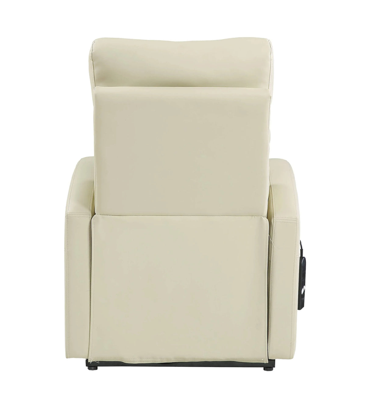 Beige Faux Leather Power Lift Recliner With Pocket Coil Seat - Omega Lifestyles