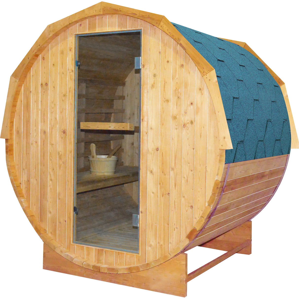 Metal Stove Heated Carbonized Spruce Wood Sauna Seat - Omega Lifestyles