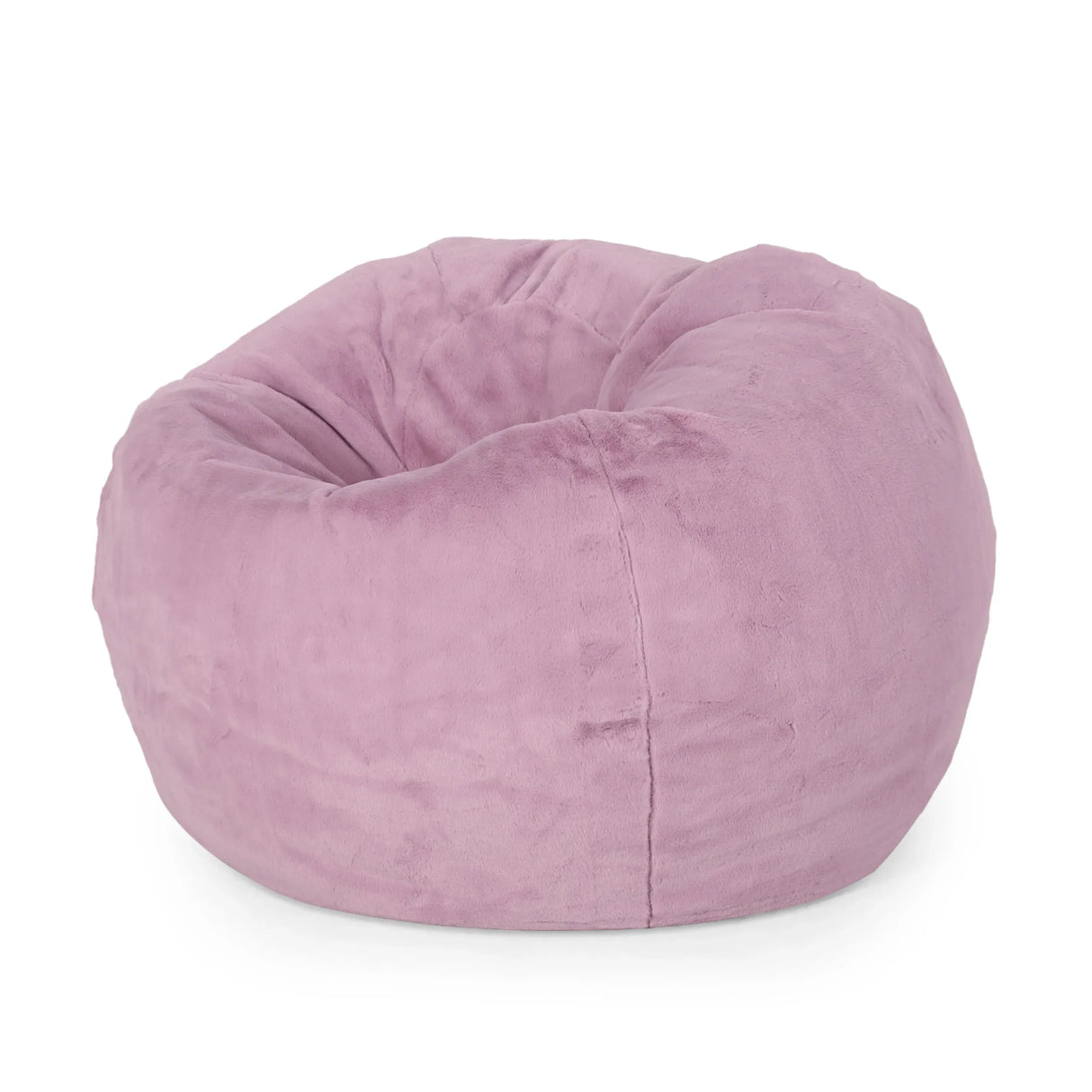 Lavender Faux Fur Foam Filled Rounded Bean Bag Chair - Omega Lifestyles