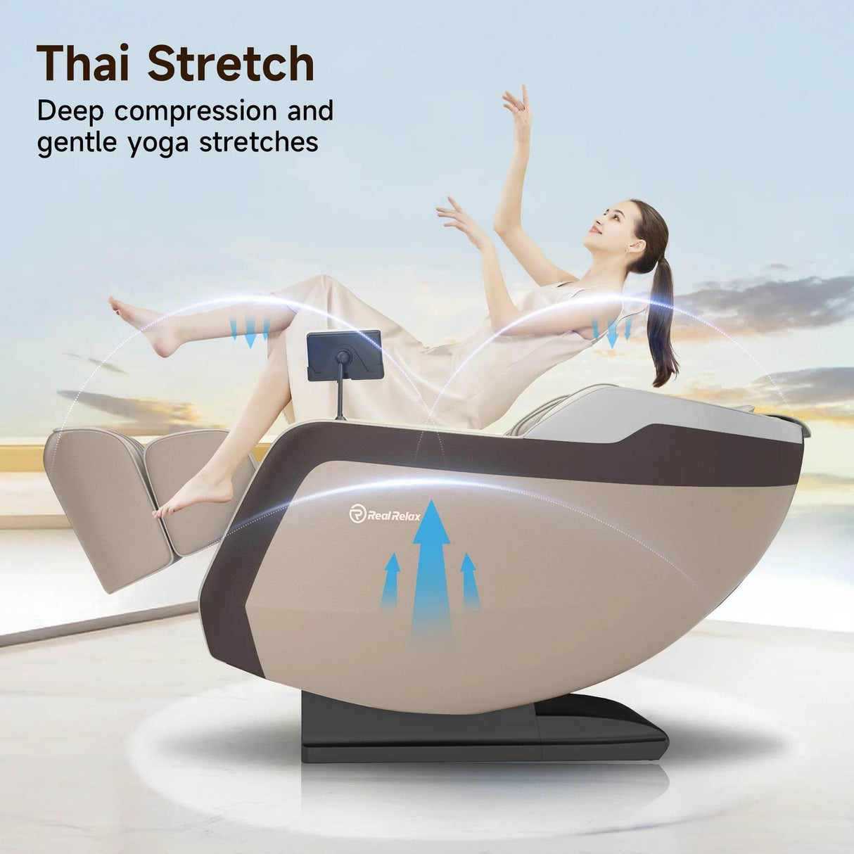 Full Body Massage Chair, Zero Gravity Sl-Track Massage Recliner with Yoga Stretch, Heating and Foot Massage, Brown